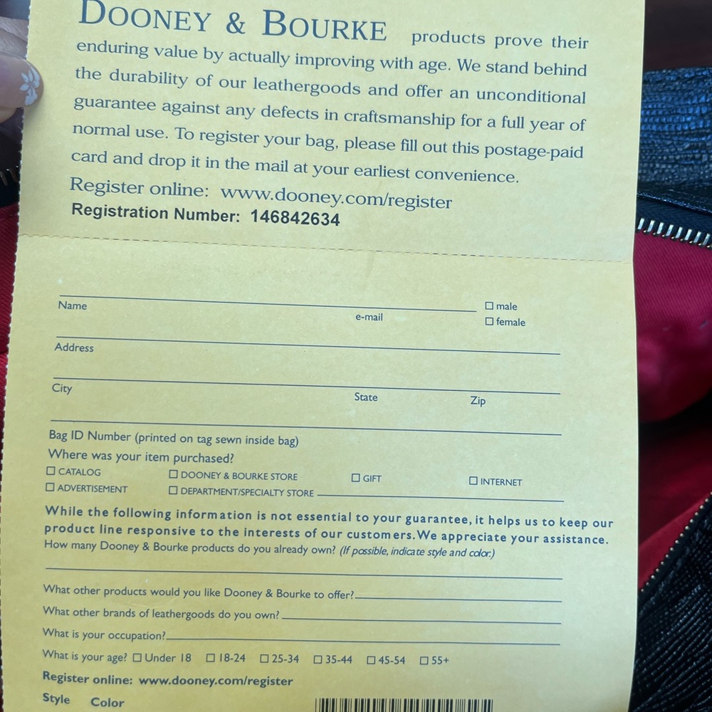 Dooney & Bourke Black Large Crocodile Pattern Bag “Fanny” - Picture 6 of 15